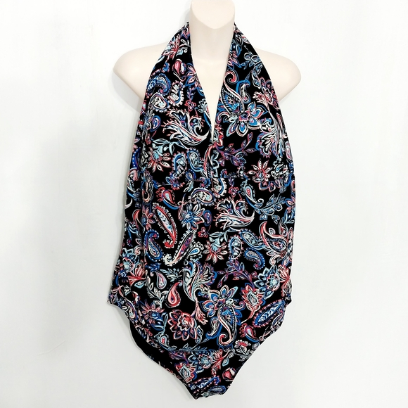 Time and Tru Other - 🔵BOGO FREE🔵 Time and Tru Swimsuit One Piece Paisley Halter Sz 3X